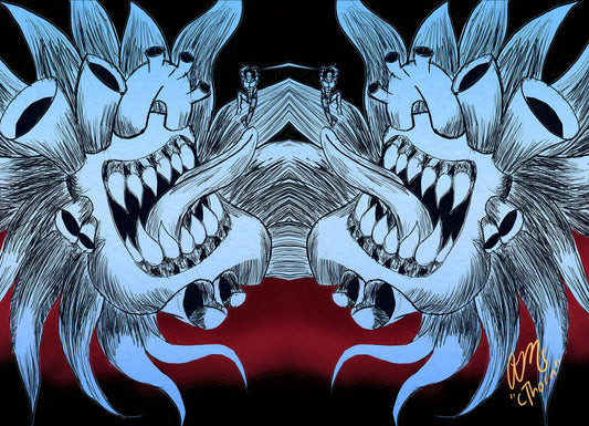 Gallery Quality Trippy Blue ChaosHeart Giclée Print