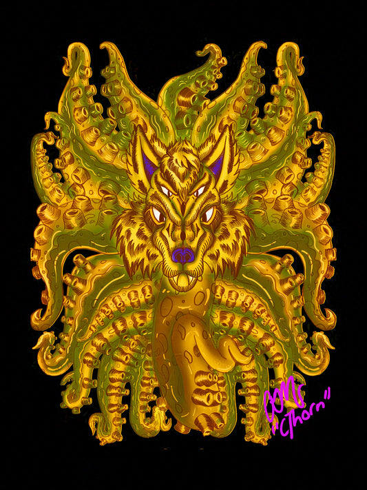 Gallery Quality Golden Wolf Tulu Giclée Print