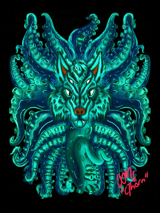Gallery Quality Turquoise Wolf Tulu Giclée Print