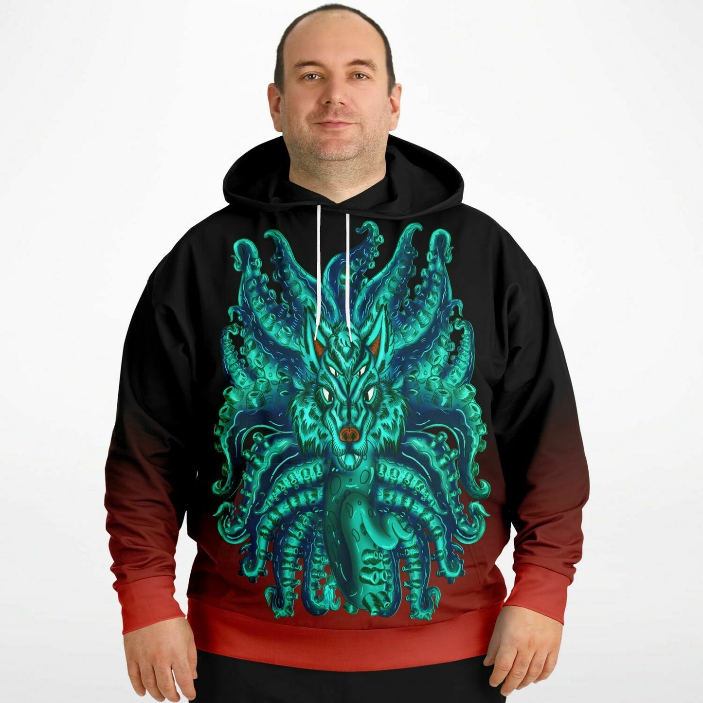 Turquoise Wolf Tulu Athletic Plus-size Hoodie