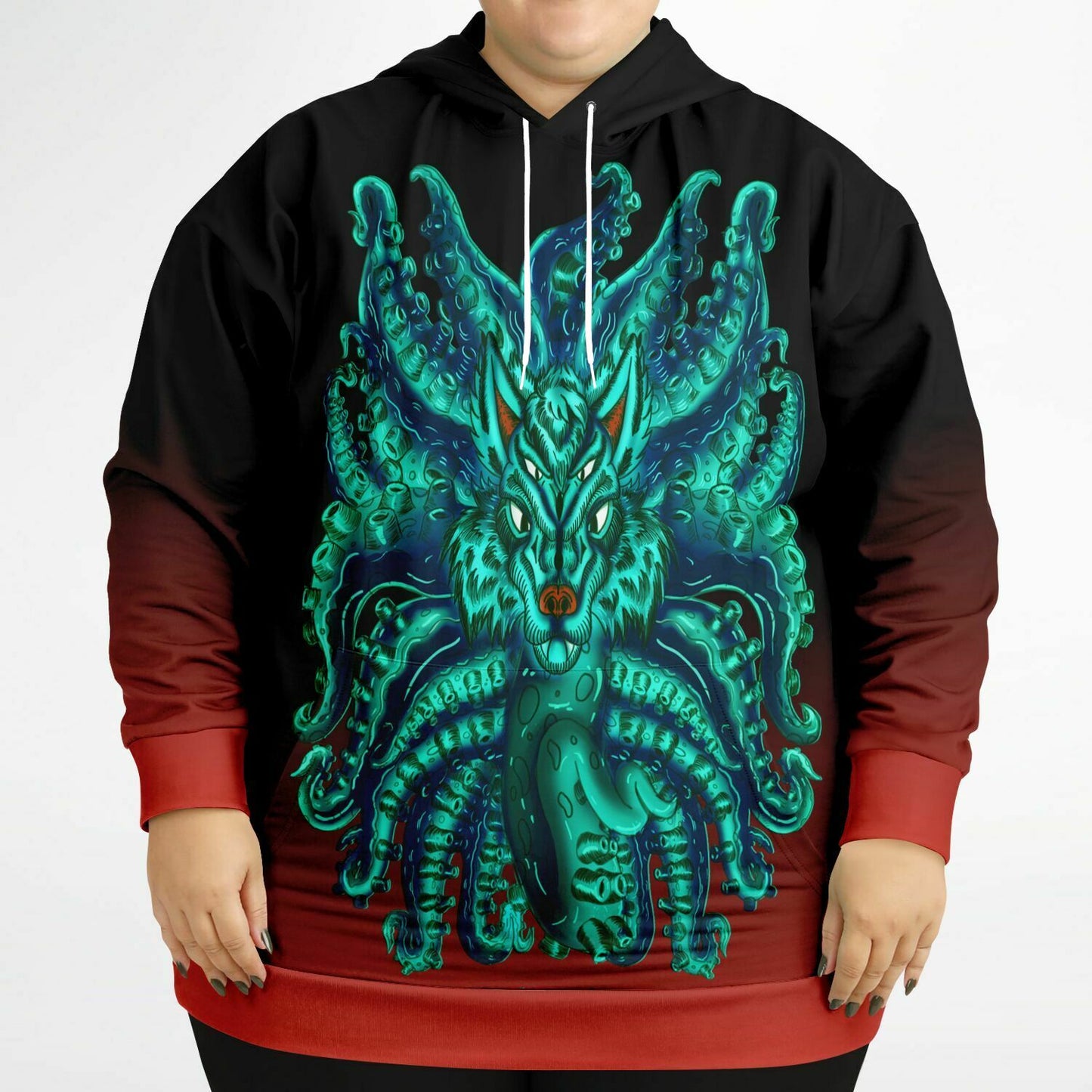 Turquoise Wolf Tulu Athletic Plus-size Hoodie