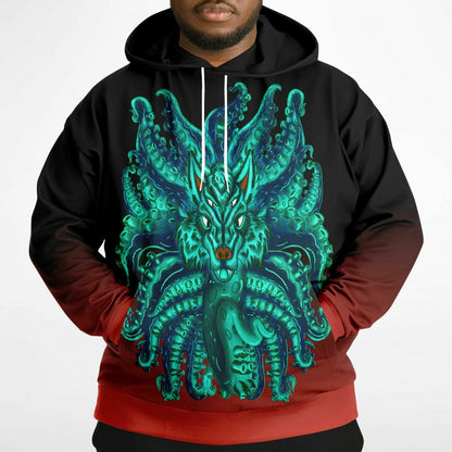 Turquoise Wolf Tulu Athletic Plus-size Hoodie