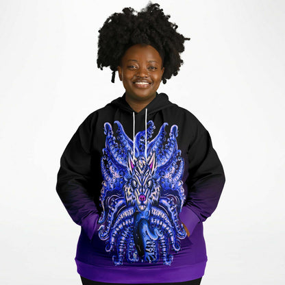 Deep Velvet Blue-Yellow Wolf Tulu Athletic Plus-size Hoodie