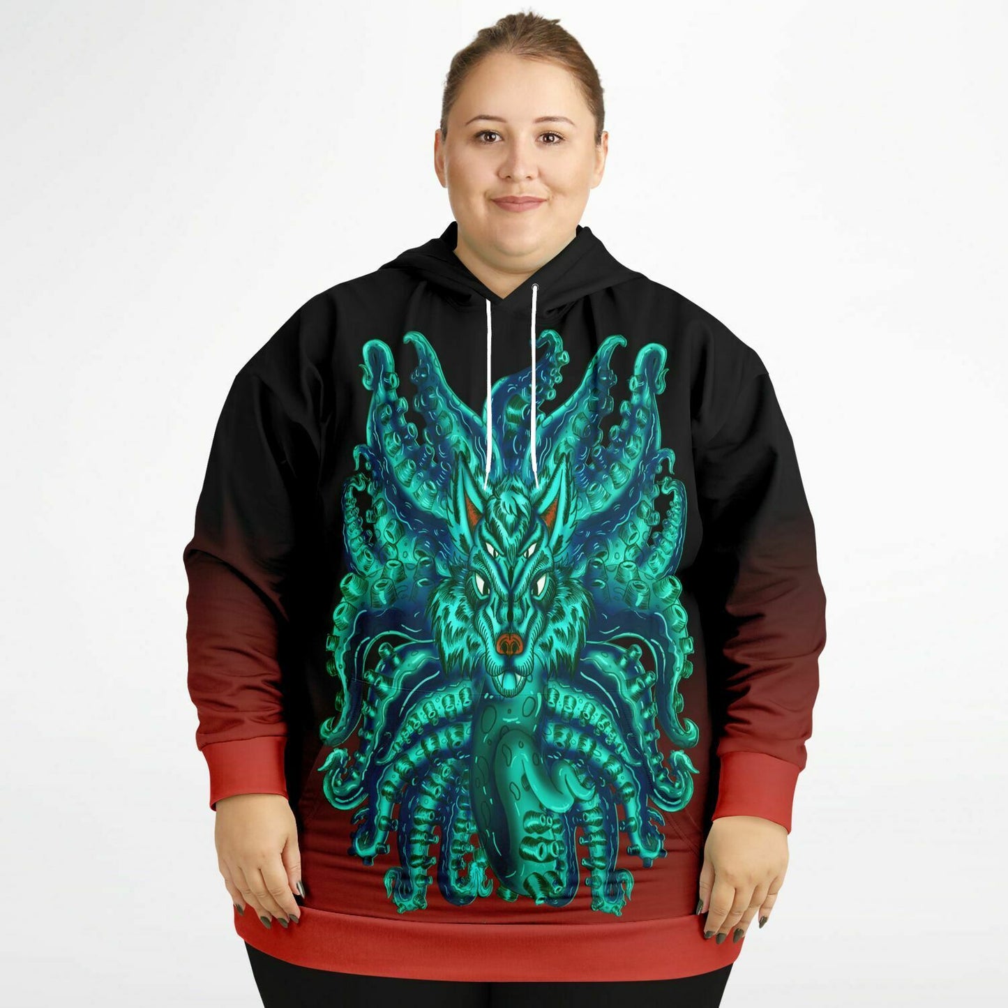 Turquoise Wolf Tulu Athletic Plus-size Hoodie