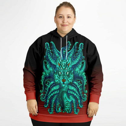 Turquoise Wolf Tulu Athletic Plus-size Hoodie