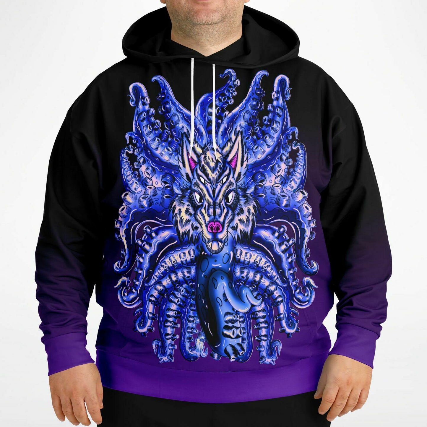 Deep Velvet Blue-Yellow Wolf Tulu Athletic Plus-size Hoodie