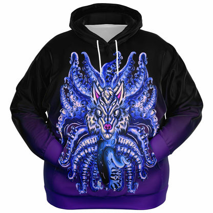 Deep Velvet Blue-Yellow Wolf Tulu Athletic Plus-size Hoodie