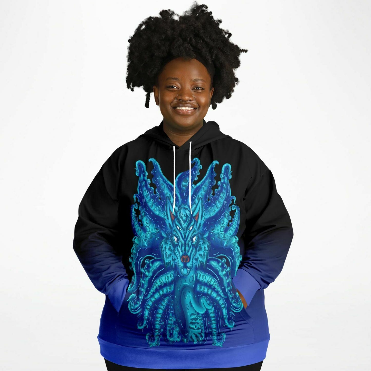 Deep Blue Wolf Tulu Athletic Plus-size Hoodie
