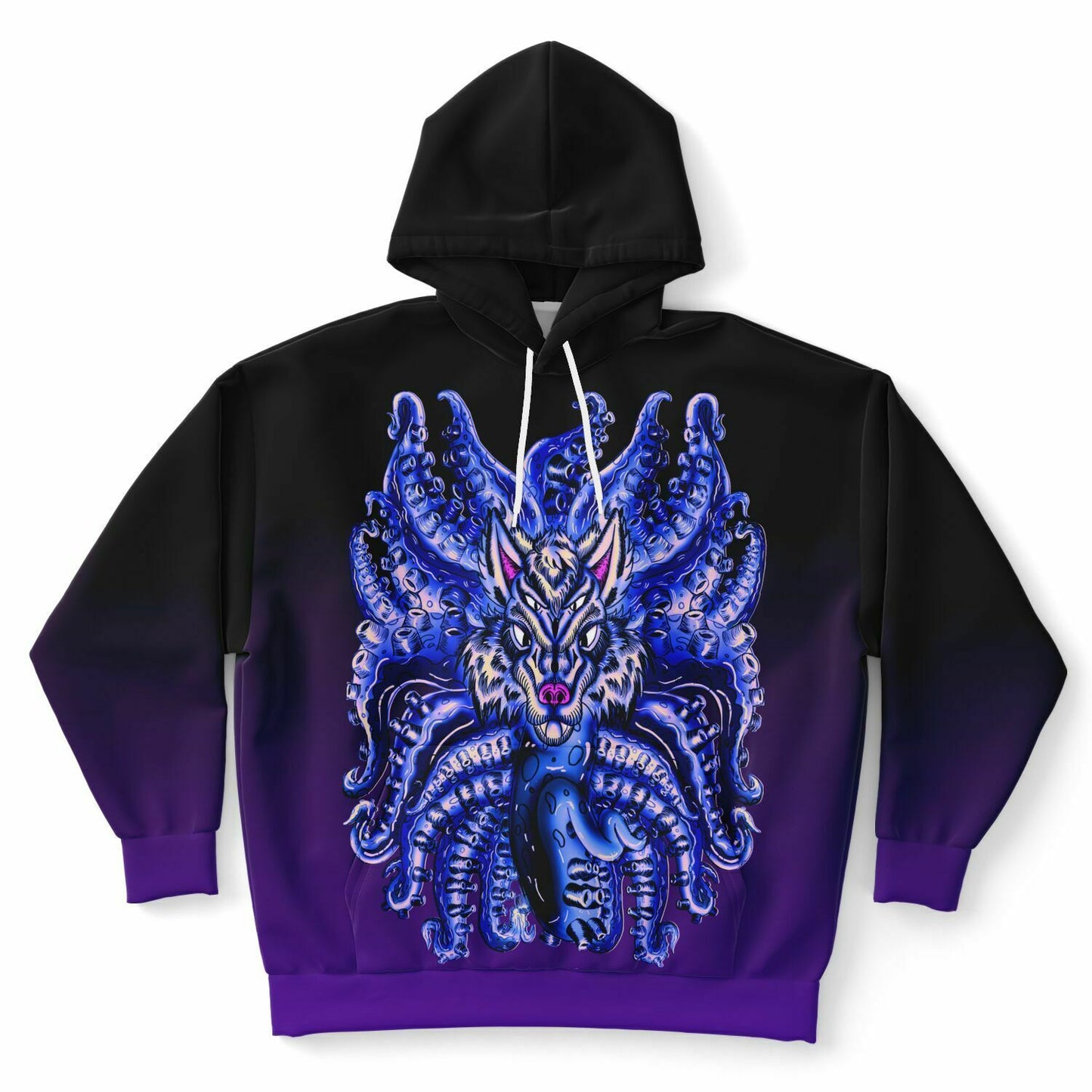Deep Velvet Blue-Yellow Wolf Tulu Athletic Plus-size Hoodie