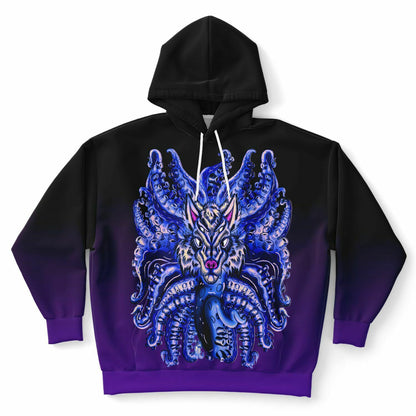 Deep Velvet Blue-Yellow Wolf Tulu Athletic Plus-size Hoodie