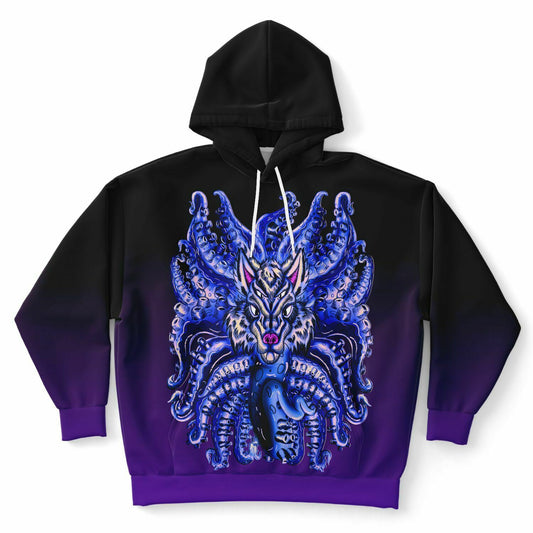Deep Velvet Blue-Yellow Wolf Tulu Athletic Plus-size Hoodie