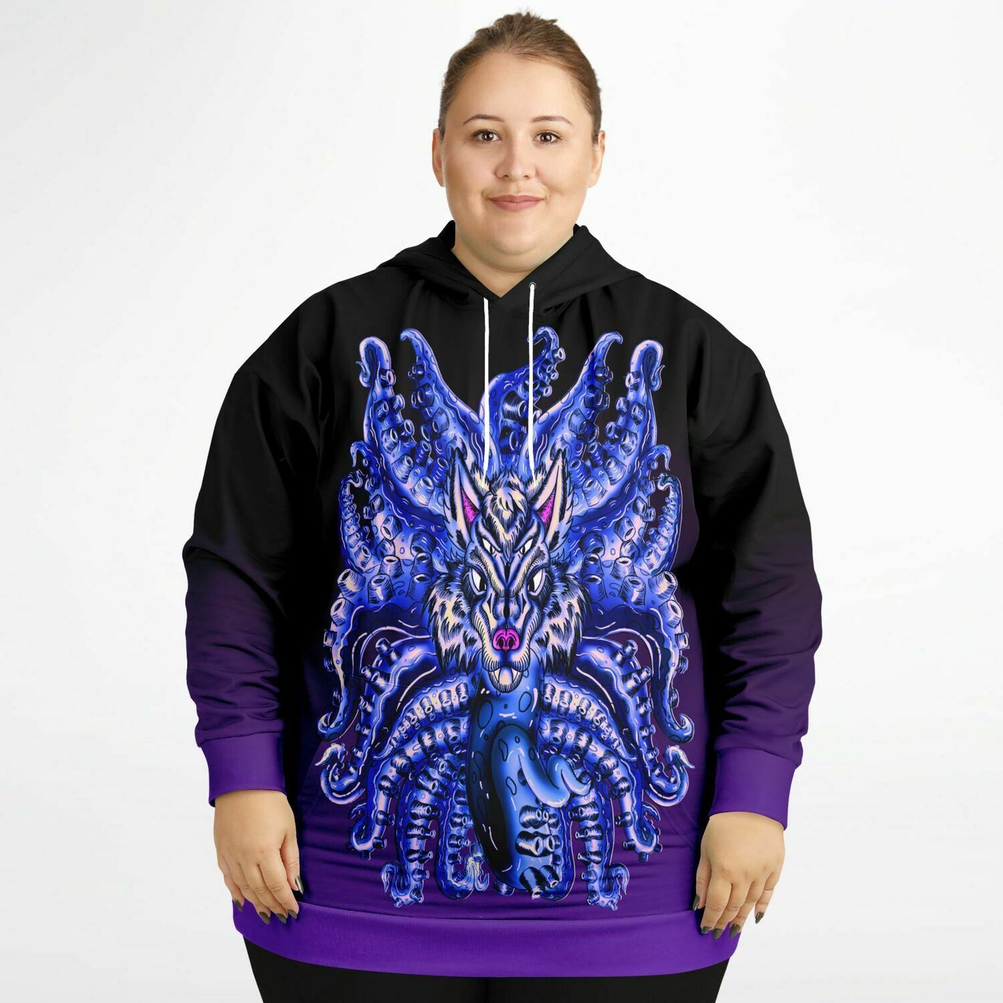 Deep Velvet Blue-Yellow Wolf Tulu Athletic Plus-size Hoodie