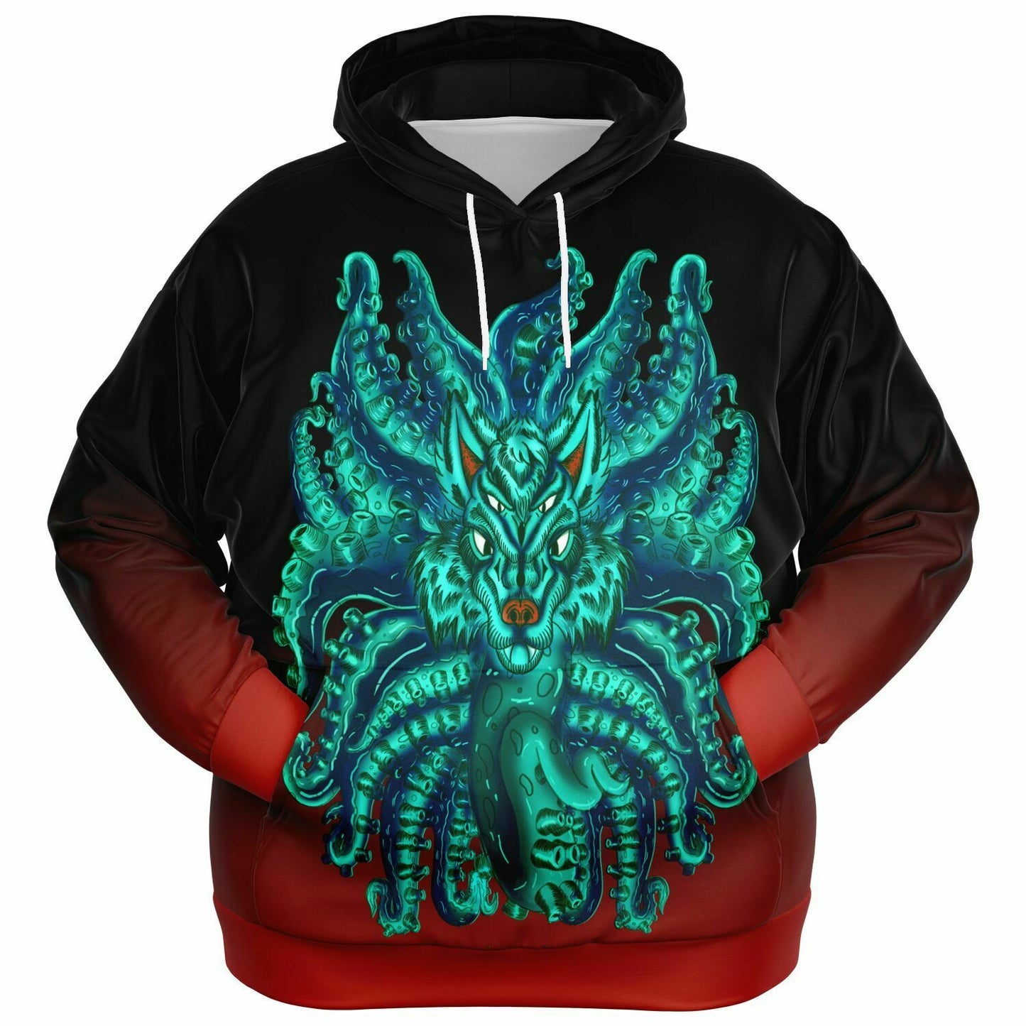 Turquoise Wolf Tulu Athletic Plus-size Hoodie