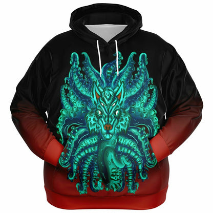 Turquoise Wolf Tulu Athletic Plus-size Hoodie
