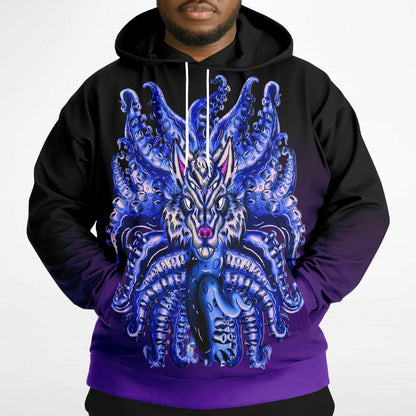 Deep Velvet Blue-Yellow Wolf Tulu Athletic Plus-size Hoodie