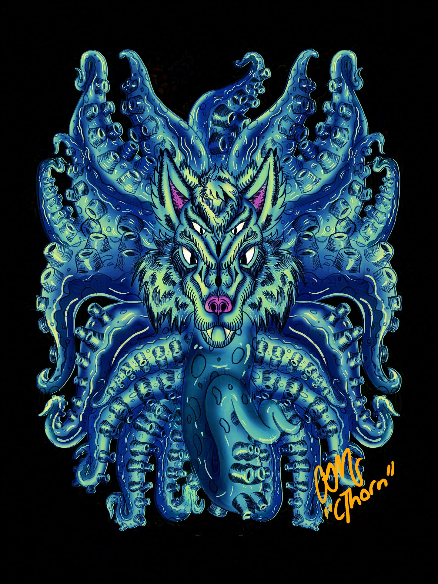 Gallery Quality Deep Blue Sea Wolf Tulu Giclée Print