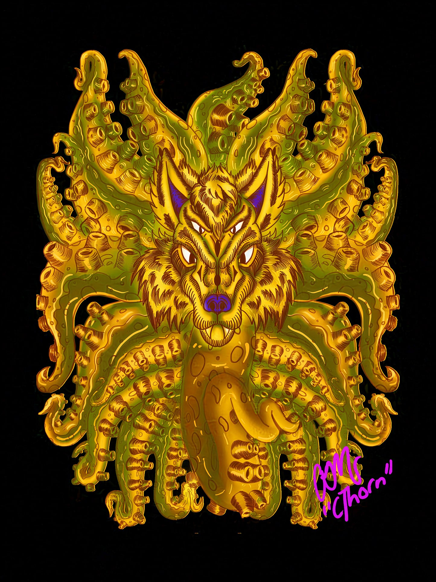 Gallery Quality Golden Wolf Tulu Giclée Print