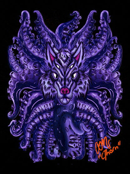 Gallery Quality Deep Purple Wolf Tulu Giclée Print