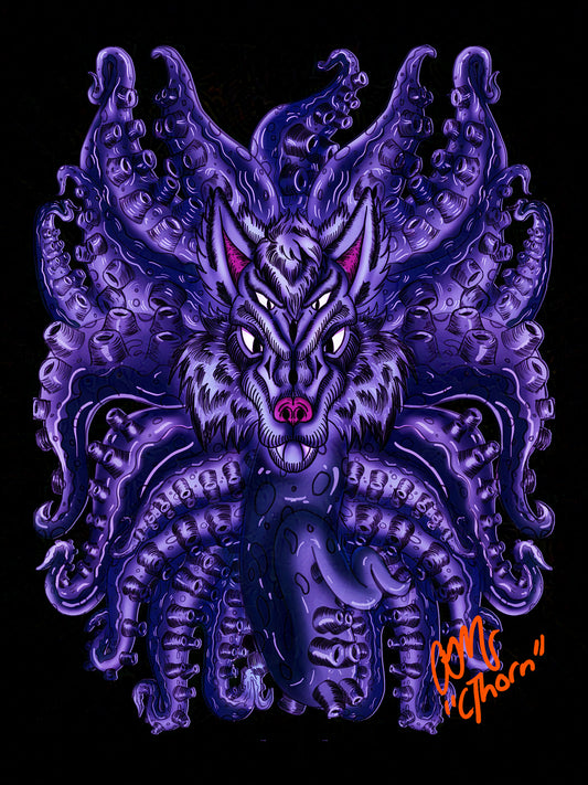 Gallery Quality Deep Purple Wolf Tulu Giclée Print