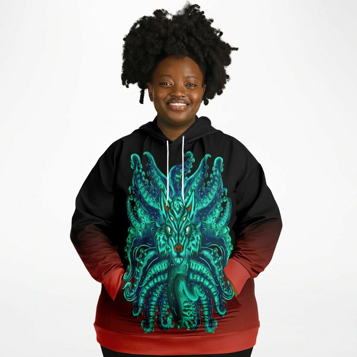 Turquoise Wolf Tulu Athletic Plus-size Hoodie