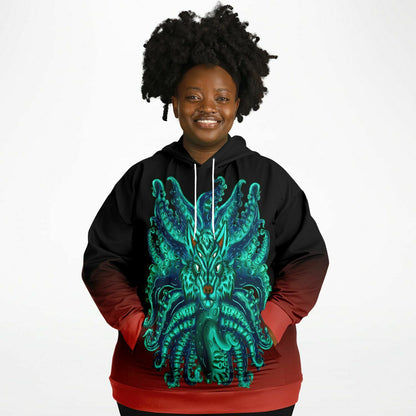 Turquoise Wolf Tulu Athletic Plus-size Hoodie