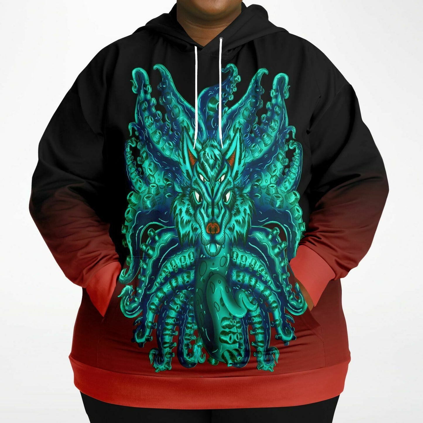 Turquoise Wolf Tulu Athletic Plus-size Hoodie