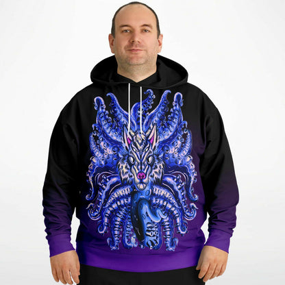 Deep Velvet Blue-Yellow Wolf Tulu Athletic Plus-size Hoodie