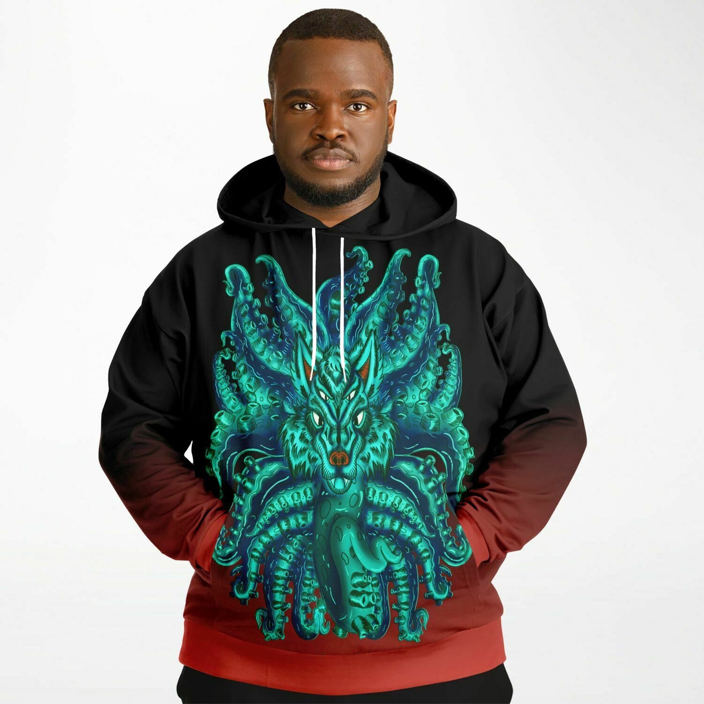 Turquoise Wolf Tulu Athletic Plus-size Hoodie