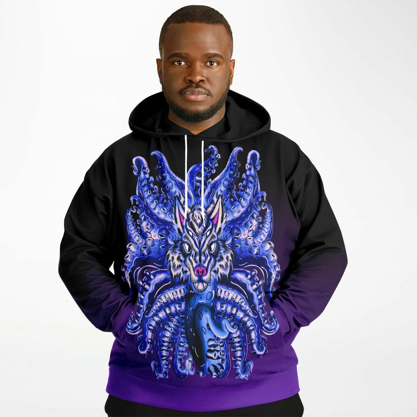 Deep Velvet Blue-Yellow Wolf Tulu Athletic Plus-size Hoodie